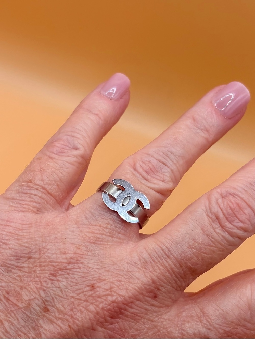 Stylish Silver Stainless Steel Monogram Ring - Women Jewelry